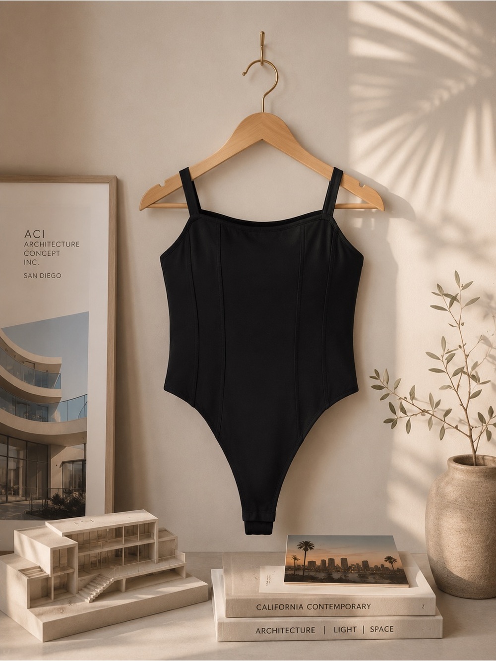 H&M Black Square-Neck Bodysuit